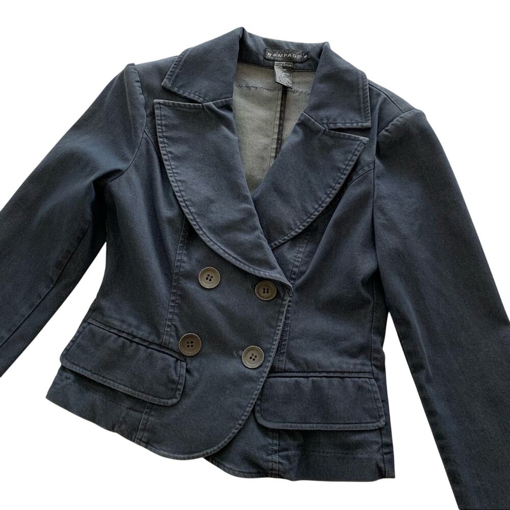 Reworked Britney Spears Y2K Graphic Upcycled Denim Blazer Jacket Women's Small - Picture 2 of 8